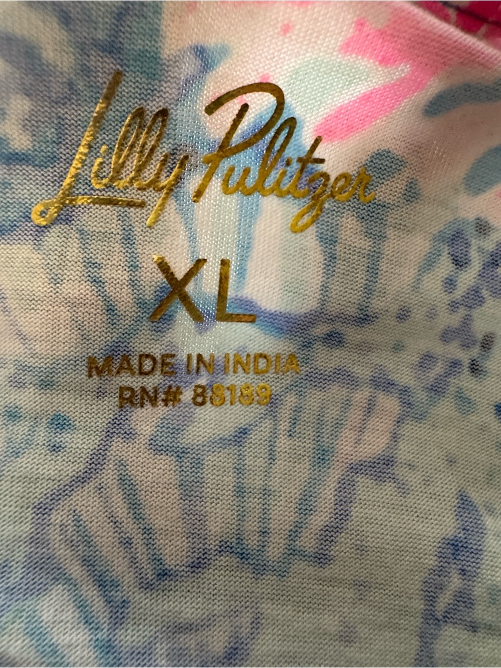 Lilly Pulitzer Pastel Pink & Light Blue Floral Dress with Gold Logo - Picture 4 of 4